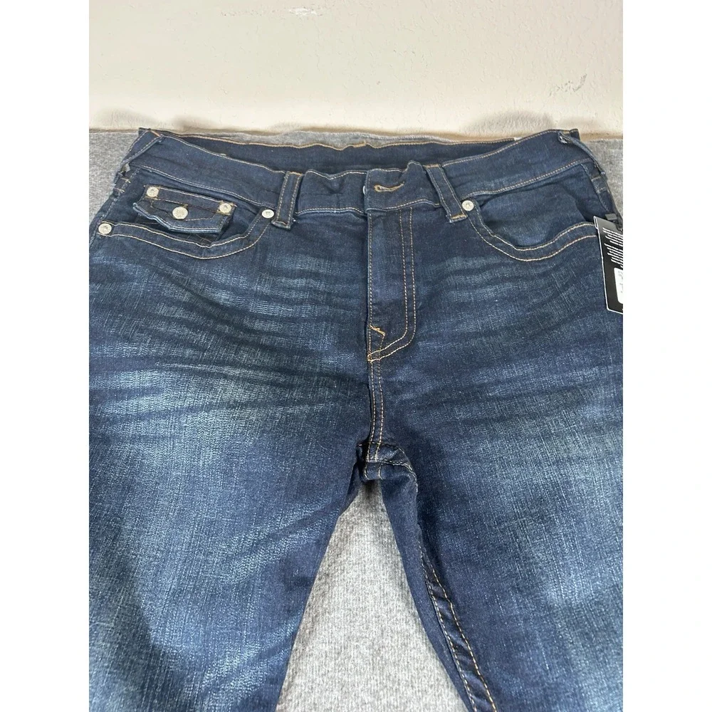 NEW True Religion‎ Jeans Mens 38X34 Dark Blue Denim Pants Ricky Relaxed Straight